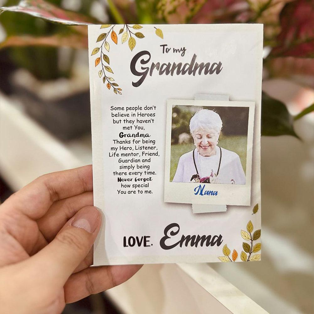 Personalized Crochet Doll with Photo Card "To My Grandma You Are My Hero"
