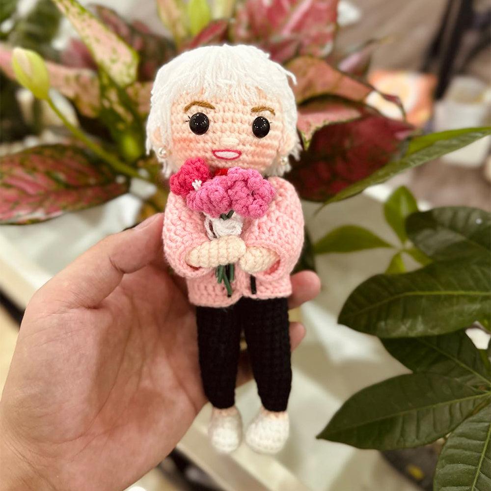 Personalized Crochet Doll with Photo Card "To My Grandma You Are My Hero"