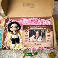 Personalized Crochet Doll with Photo Card "Grandpa Photo Gift Father’s Day"