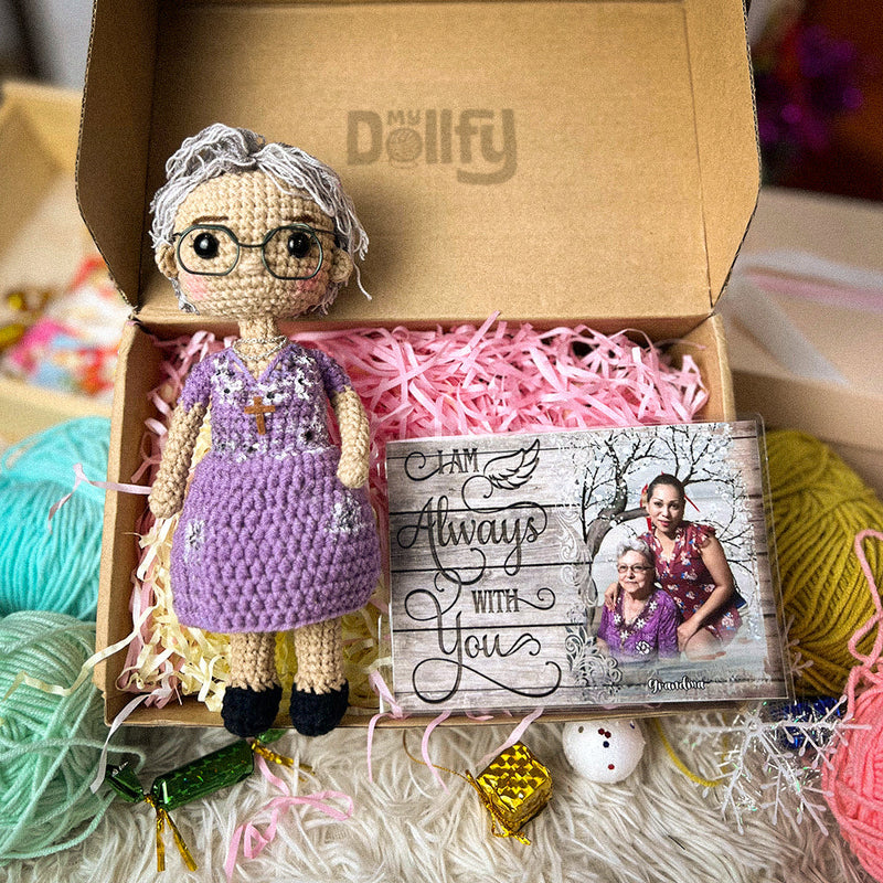 Personalized Crochet Doll with Photo Card "I Am Always With You"