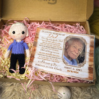 Personalized Crochet Doll with Photo Card "In Loving Memory Of Dad"