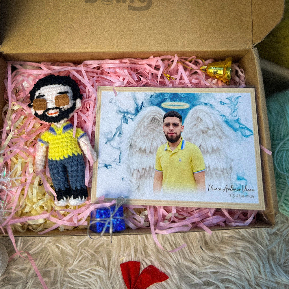 Personalized Crochet Doll with Photo Card "Sympathy Gifts For Loss Of Loved One"