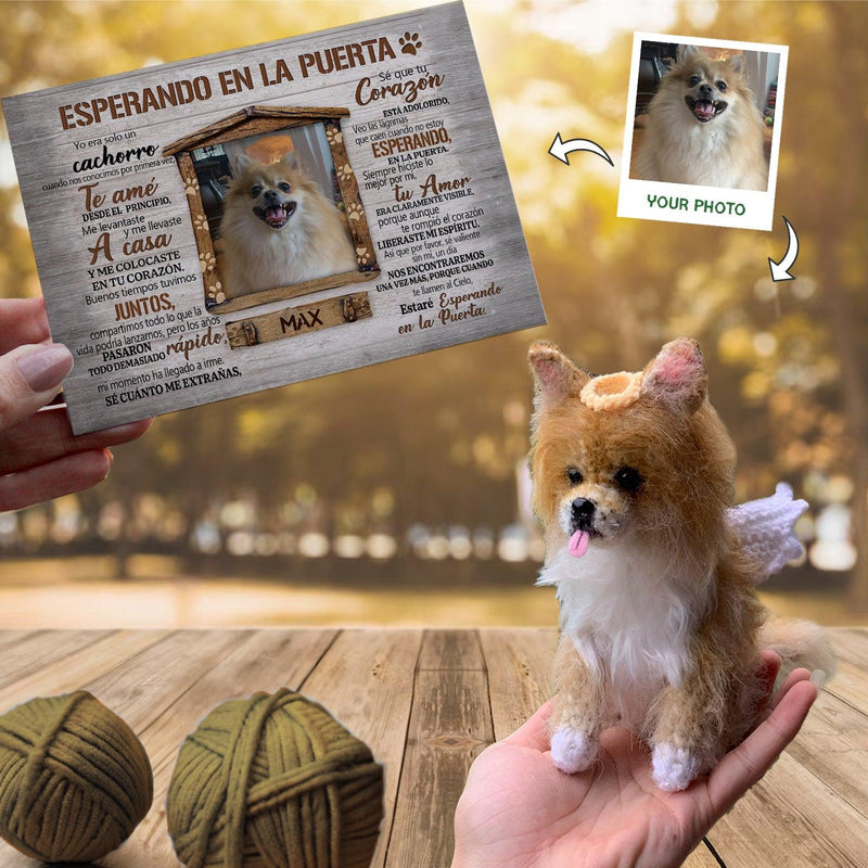 Personalized Crochet Doll with Photo Card "ESPERANDO EN LA PUERTA 2"