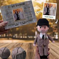 Personalized Crochet Doll with Photo Card "To My Husband Happy Father's Day To The Best Dad"