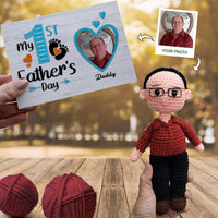 Personalized Crochet Doll with Photo Card "My 1st Father's day"