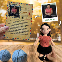 Personalized Crochet Doll with Photo Card "Letter to Mom with Your Own Finish"