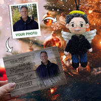 Personalized Ornament Crochet Doll with Photo Card "Your Life Gave Me Memories Too Beautiful too Forget"