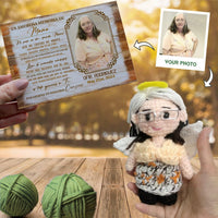 Personalized Crochet Doll with Photo Card "En Amorosa Memoria Mamá"