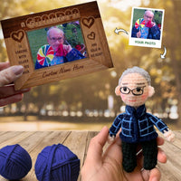 Personalized Crochet Doll with Photo Card "Grandpa Photo Gift Father’s Day"
