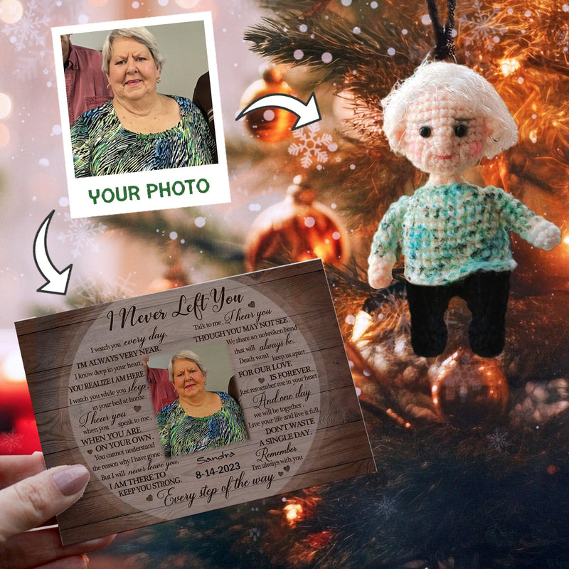 Personalized Ornament Crochet Doll with Photo Card "I Never Left You 2"