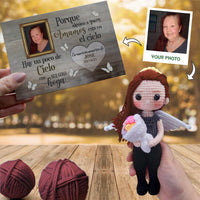 Personalized Crochet Doll with Photo Card "Porque Alguien Que Amamoa Está En El Cielo Hay Un Poco De Cielo"