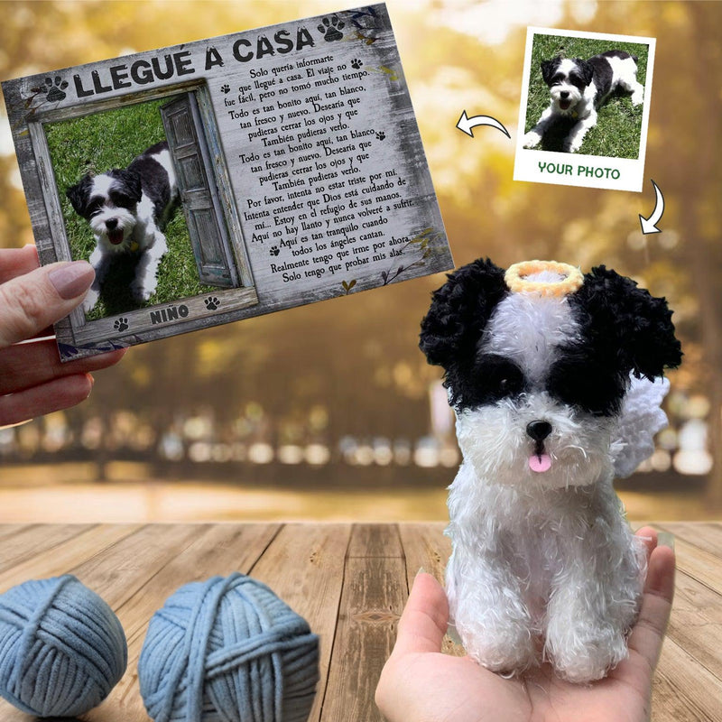 Personalized Crochet Doll with Photo Card "Llegué A Casa"