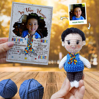 Personalized Crochet Doll with Photo Card "In This House We Do Autism"