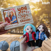 Personalized Crochet Doll with Photo Card "You Are The Sister I Got To Choose"