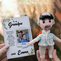 Personalized Crochet Doll with Photo Card "To My Grandpa"