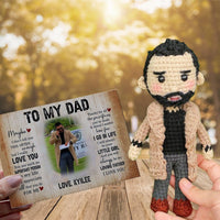 Personalized Crochet Doll with Photo Card "To My Dad Style 4"