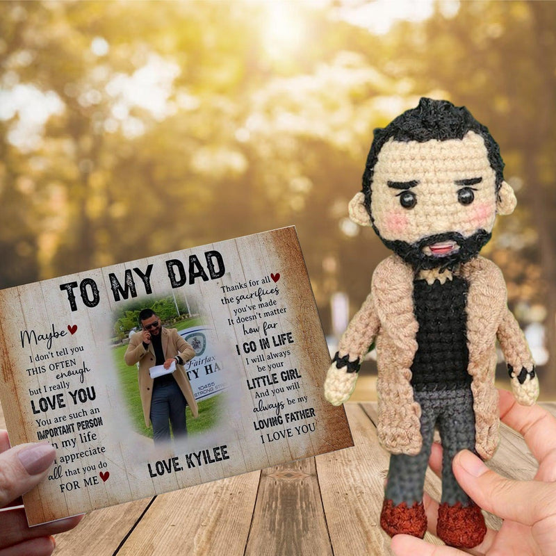 Personalized Crochet Doll with Photo Card "To My Dad Style 4"