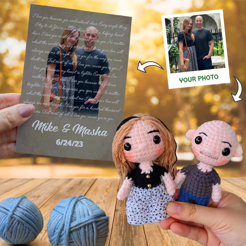 Personalized Crochet Doll with Photo Card "I Love You Because Lyric"