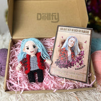 Personalized Crochet Doll with Photo Card "She May Not Be Rich Or Famous"