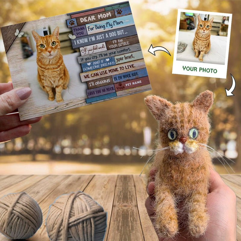 Personalized Crochet Doll with Photo Card "Dear Mom Pet Portrait"