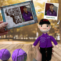 Personalized Crochet Doll with Photo Card "My Favorite Hunting Buddies Call Me Dad"