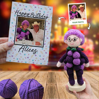 Personalized Crochet Doll with Photo Card "Happy Birthday Version 1"