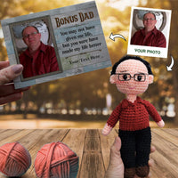 Personalized Crochet Doll with Photo Card "Bonus Dad You May Not Have Given Me Life"