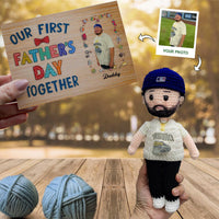 Personalized Crochet Doll with Photo Card "Our first Father's day together"