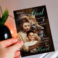 Personalized Crochet Doll with Photo Card "Child Safe In The Arms Of God"