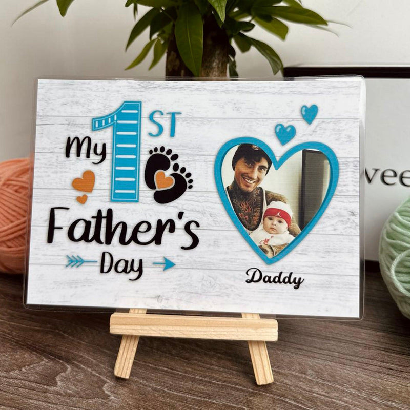 Personalized Crochet Doll with Photo Card "My 1st Father's day"