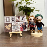 Personalized Crochet Doll with Photo Card "Love Never Fails 1 Corinthians 13"