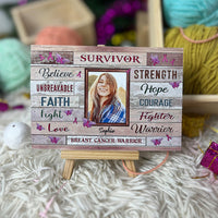 Personalized Crochet Doll with Photo Card "Custom Breast Cancer Fight Strength Faith"