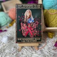 Personalized Crochet Doll with Photo Card "Breast Cancer They Whispered To Her You Cannot Withstand The Storm"