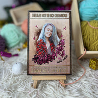 Personalized Crochet Doll with Photo Card "She May Not Be Rich Or Famous"
