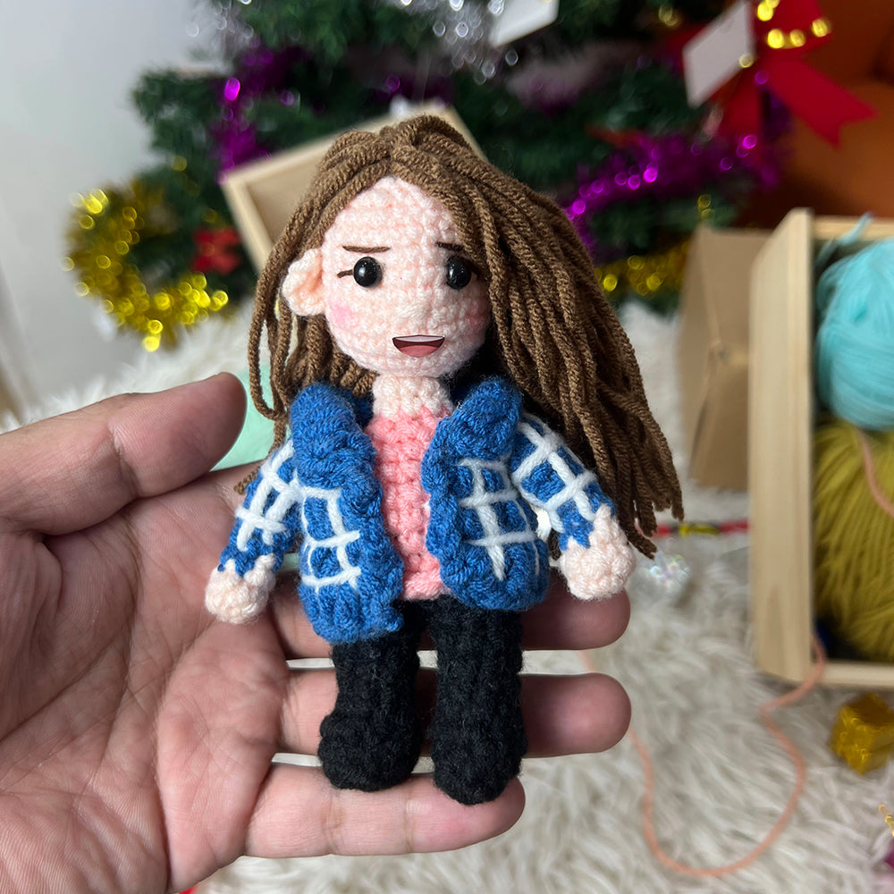 Personalized Crochet Doll with Photo Card "Breast Cancer Is A Journey I Never Planned"