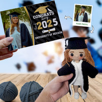 Personalized Crochet Doll with Photo Card "Congrats Class of 2026 Graduation Day"