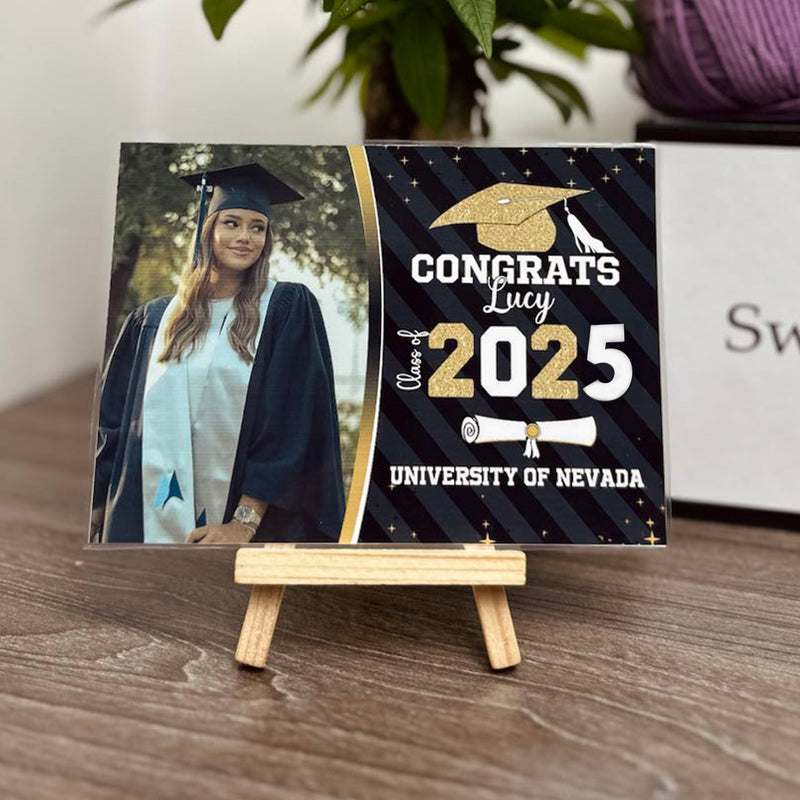 Personalized Crochet Doll with Photo Card "Congrats Class of 2026 Graduation Day"