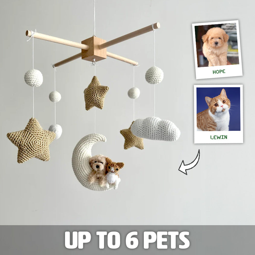 Pet Moon Brown | Custom Crochet Pet Nursery Baby Mobile