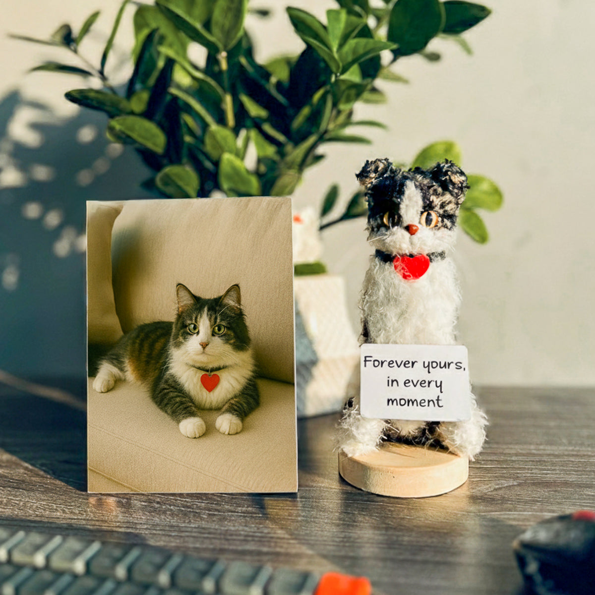 Personalized Crochet Pet with Quote Board & Framed Photo- Motivational Desk Gift