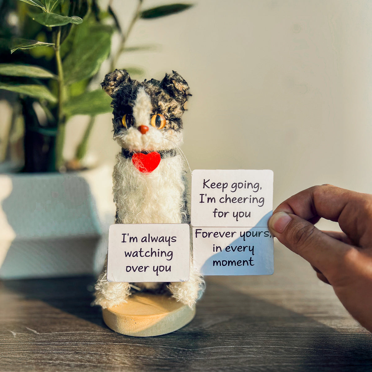 Personalized Crochet Pet with Quote Board & Framed Photo- Motivational Desk Gift