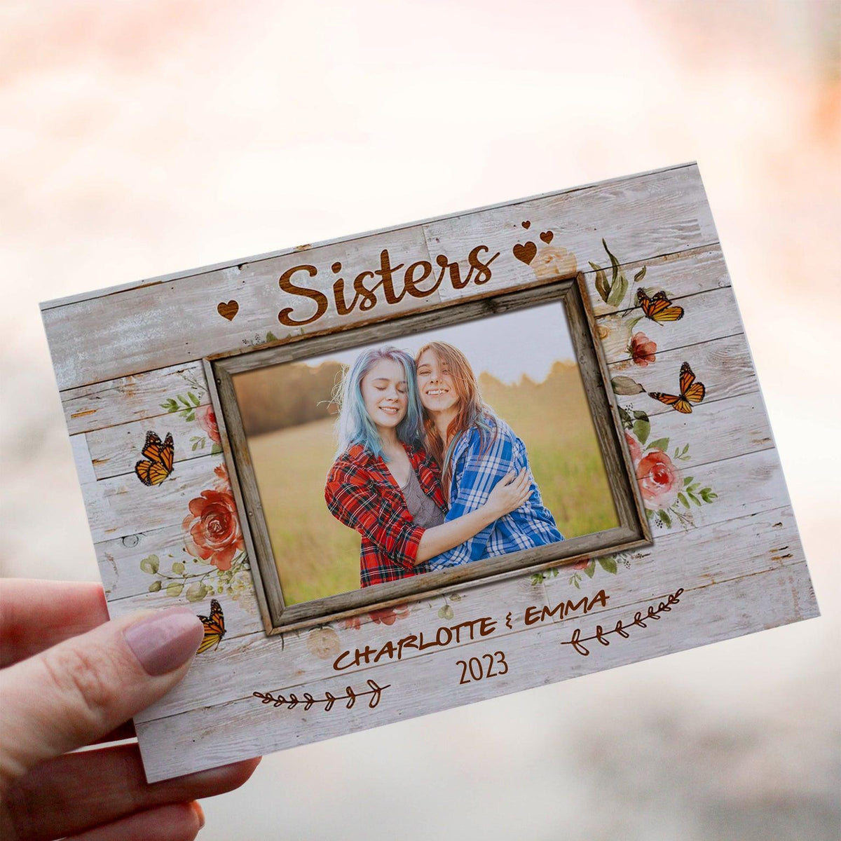 Personalized Crochet Doll with Photo Card "Personalized Sisters"