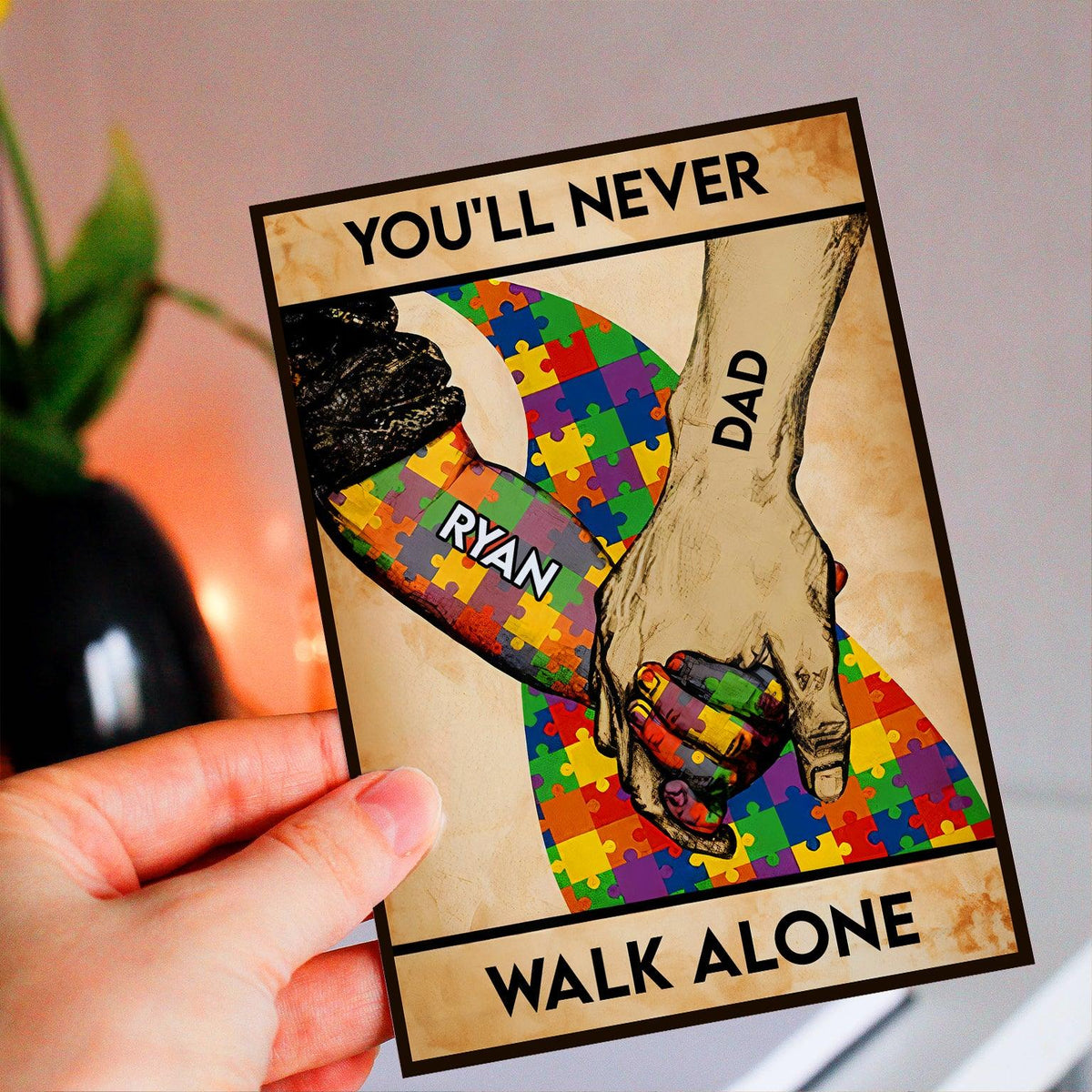 Personalized Crochet Doll with Photo Card "Autism Awareness You'll Never Walk Alone"