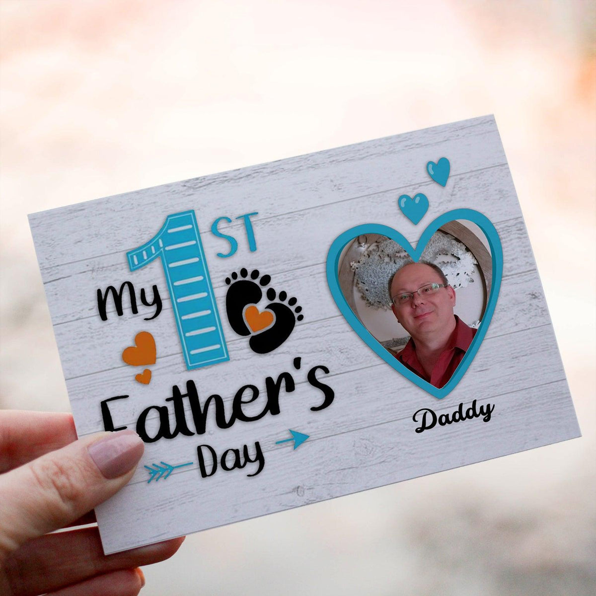 Personalized Crochet Doll with Photo Card "My 1st Father's day"