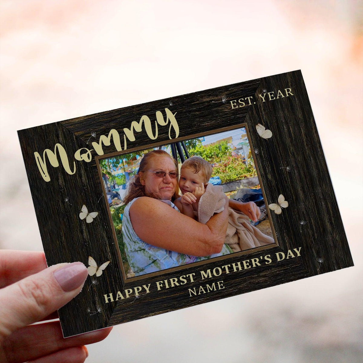 Personalized Crochet Doll with Photo Card "Happy First Mother’s Day"