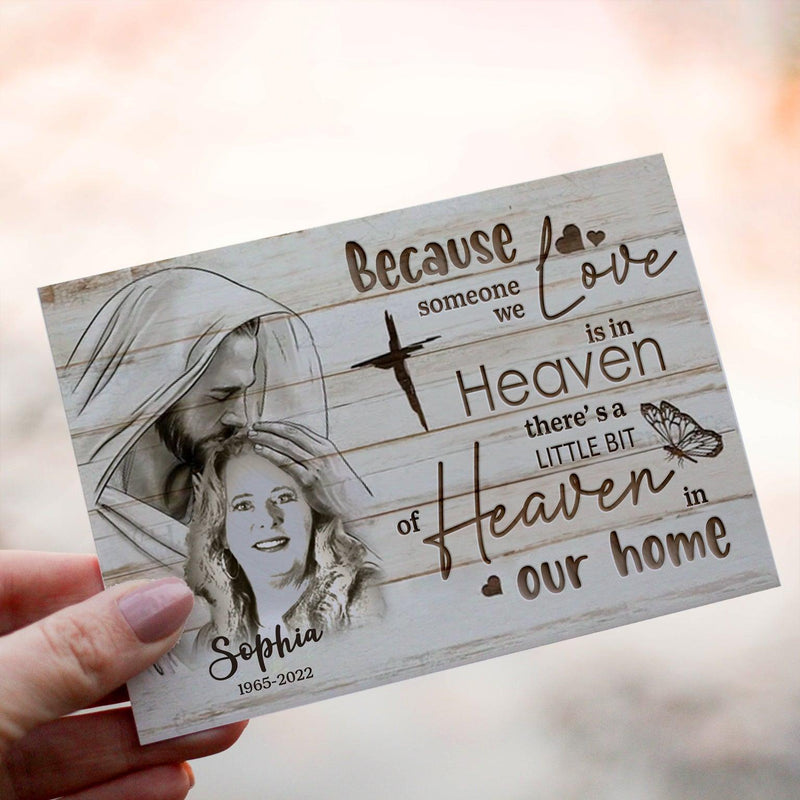 Personalized Crochet Doll with Photo Card "When Someone We Love Is In Heaven Safe In God's Hands"