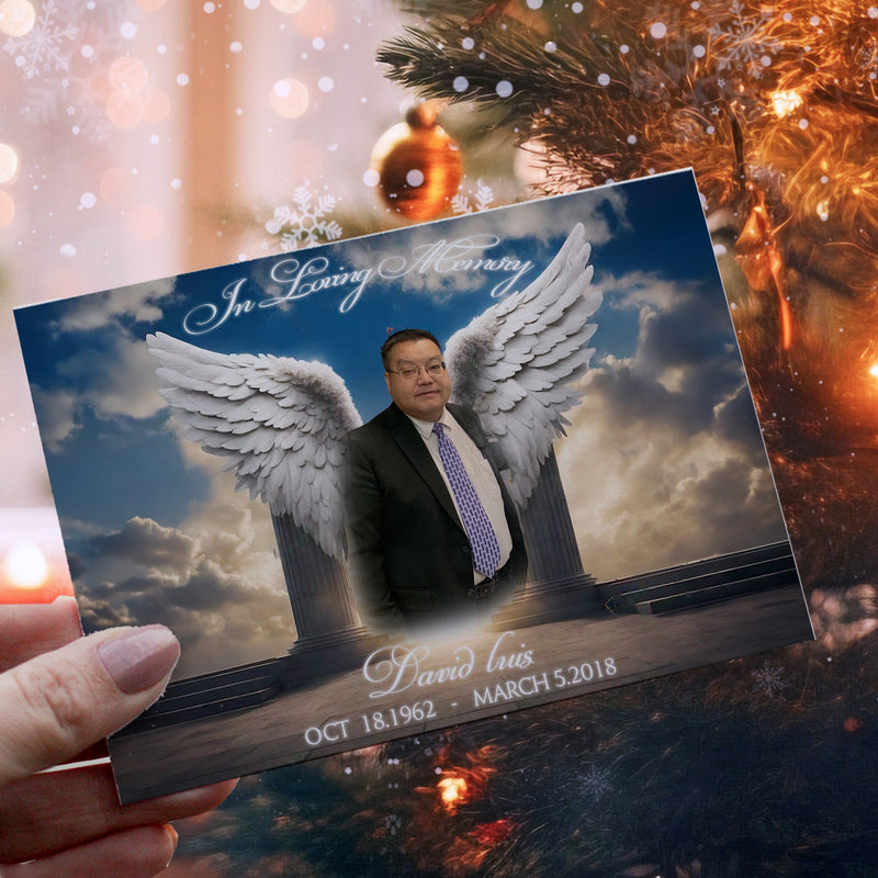 Personalized Ornament Crochet Doll with Photo Card "The Gateway to Heaven and Angel Wings"