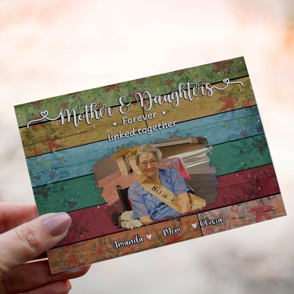 Personalized Crochet Doll with Photo Card "Mother & Daughter Forever Linked Togeter"