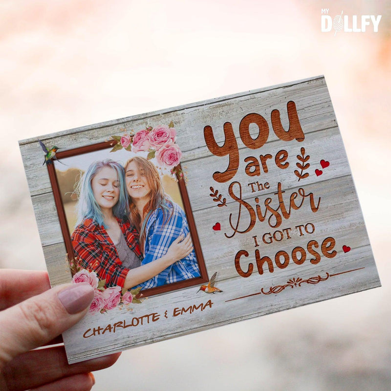 Personalized Crochet Doll with Photo Card "You Are The Sister I Got To Choose"