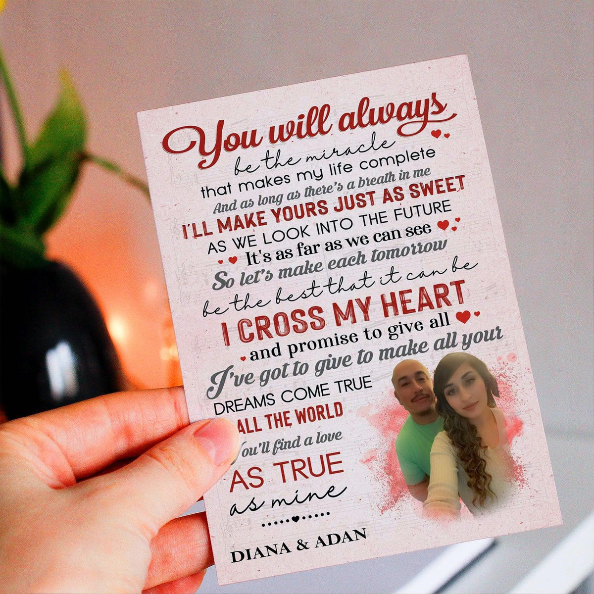 Personalized Crochet Doll with Photo Card "You Will Always Be The Miracle"