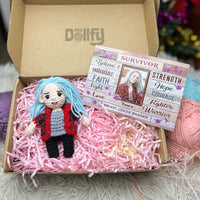 Personalized Crochet Doll with Photo Card "Custom Breast Cancer Fight Strength Faith"